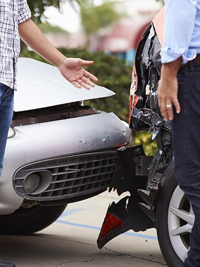 Car accident in a parking lot